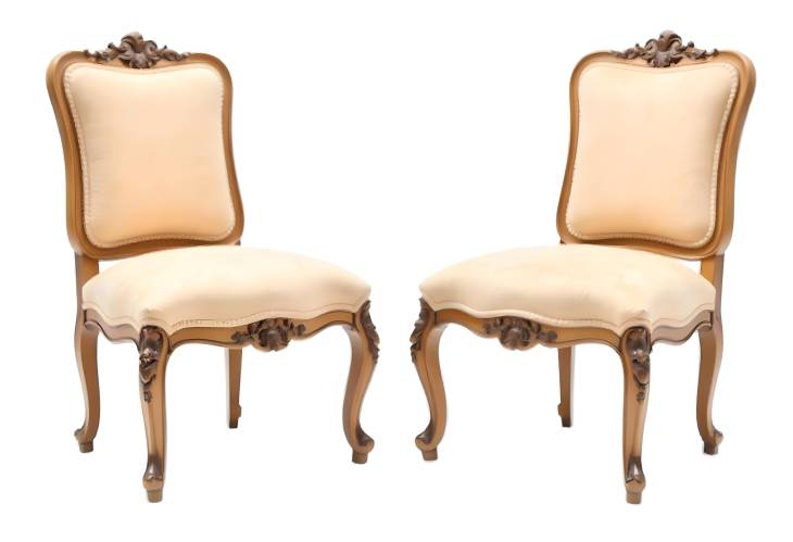 Refined Elegance Antique Biedermeier Chairs with Authentic Fabric